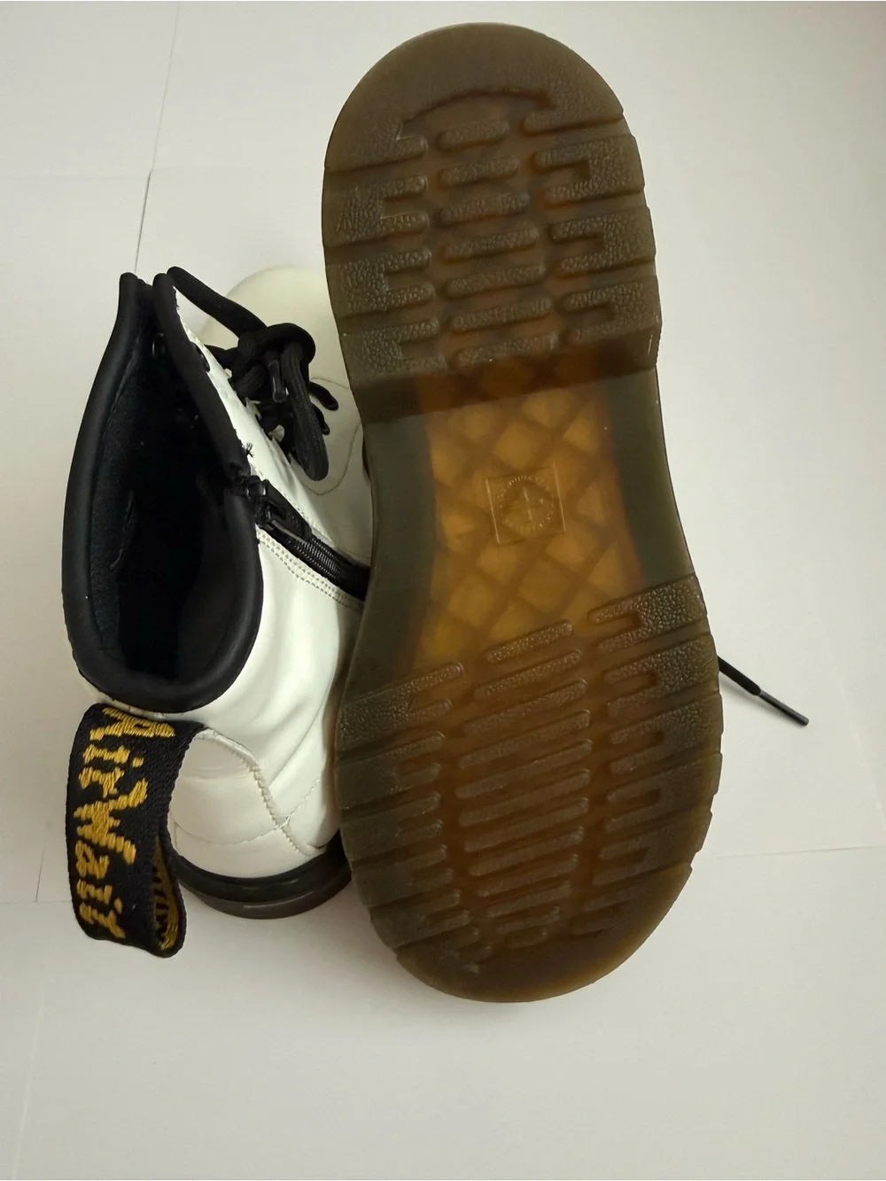 Dr. Martens 1460 Junior White Leather Combat Boots Youth US 4 EU 36 Side Zip